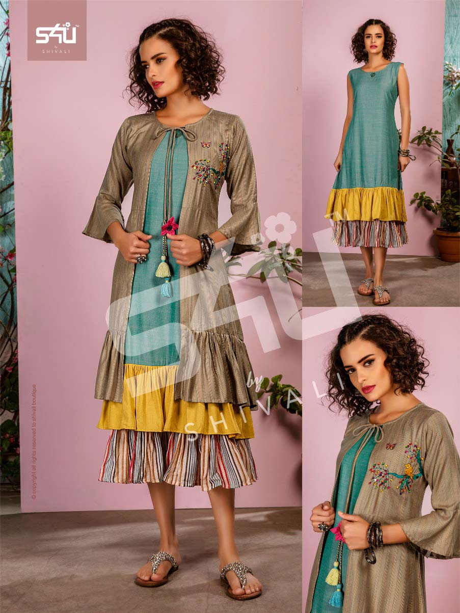 S4u Hello Jackets Vol 4 Designer Fancy Kurtis With Jacket S4u Hello Jackets Vol 4 Designer Fancy Kurtis With Jacket